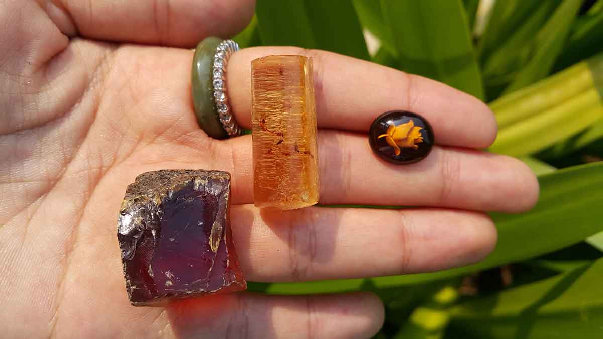 Amber crystal stone fossils are classified as gemstone