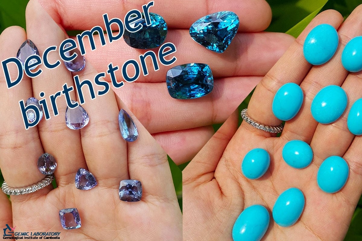 December birthstone tanzanite, turquoise and zircon - December gemstone blue color - Dec stone for rings and necklace jewelry